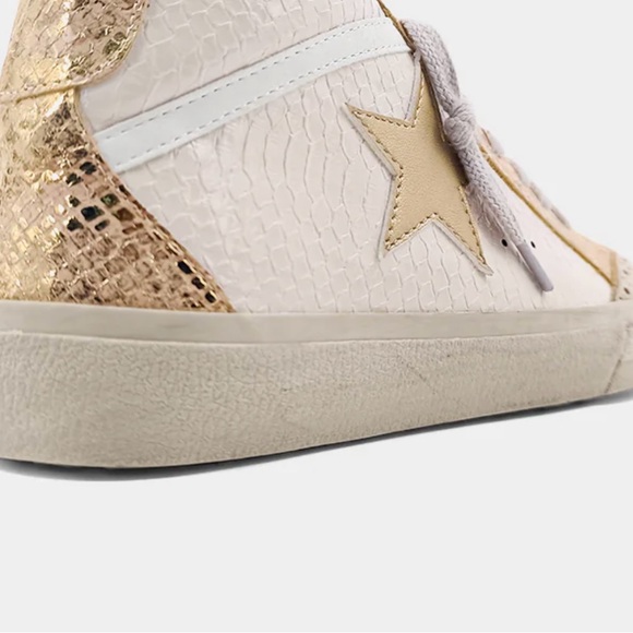 ShuShop Paulina Blush Snake Gold Star Sneakers - Picture 4 of 9